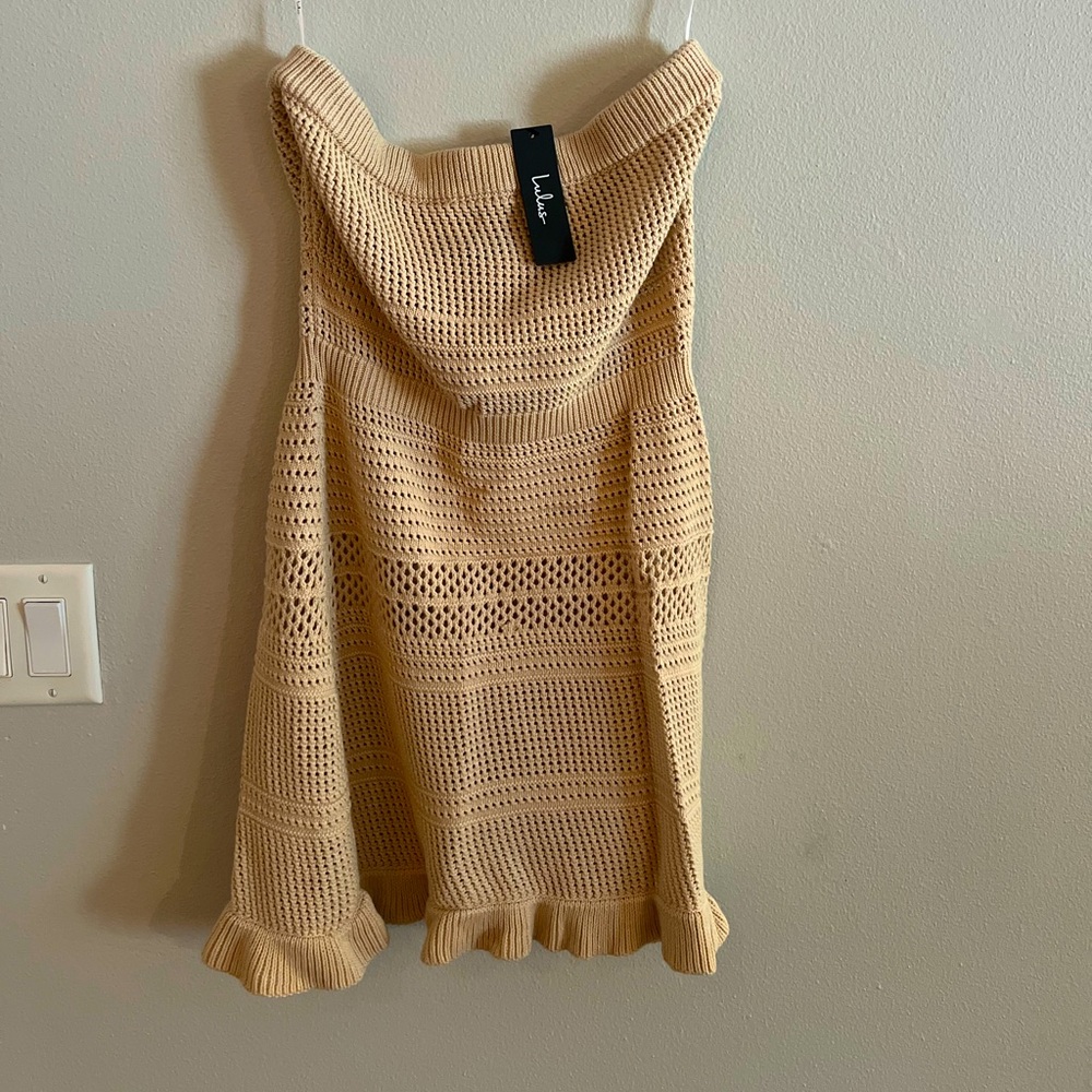 Strapless crochet dress/swim suit cover up. Brand new!
